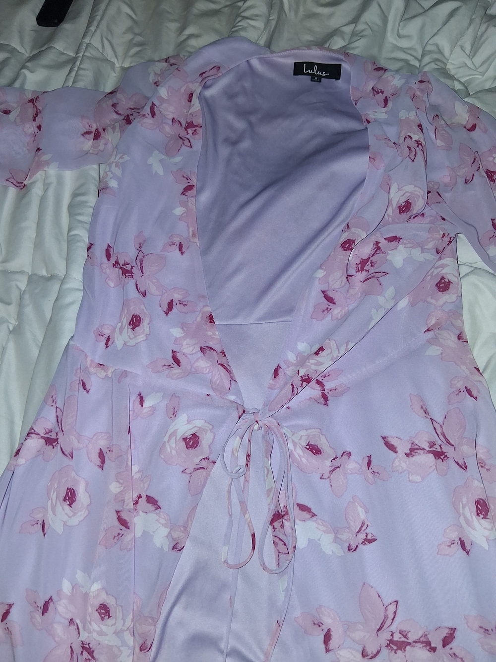 Lulu's Lavender Floral Tie-Front Maxi Dress